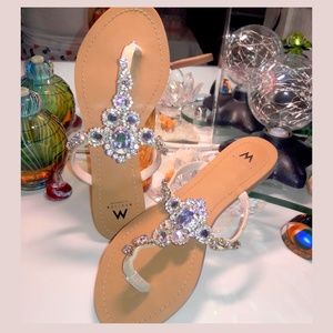 Crystal Embellished Thong Sandals - 7M - BRAND NEW